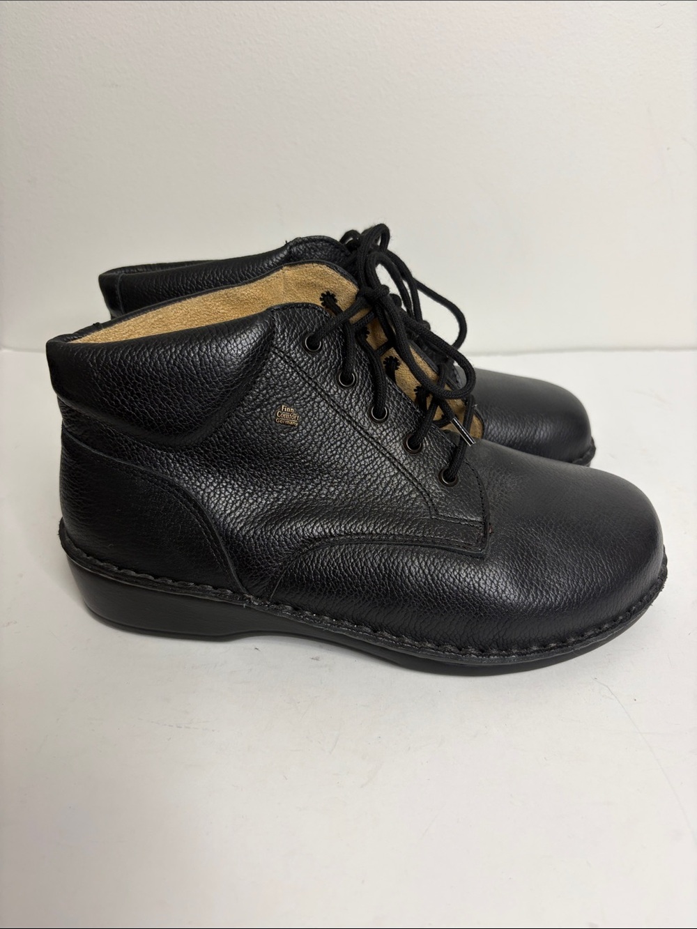 Finn Comfort Boots EU 38 Womens US 7.5 Black Leather Lace Up Ankle Prevent